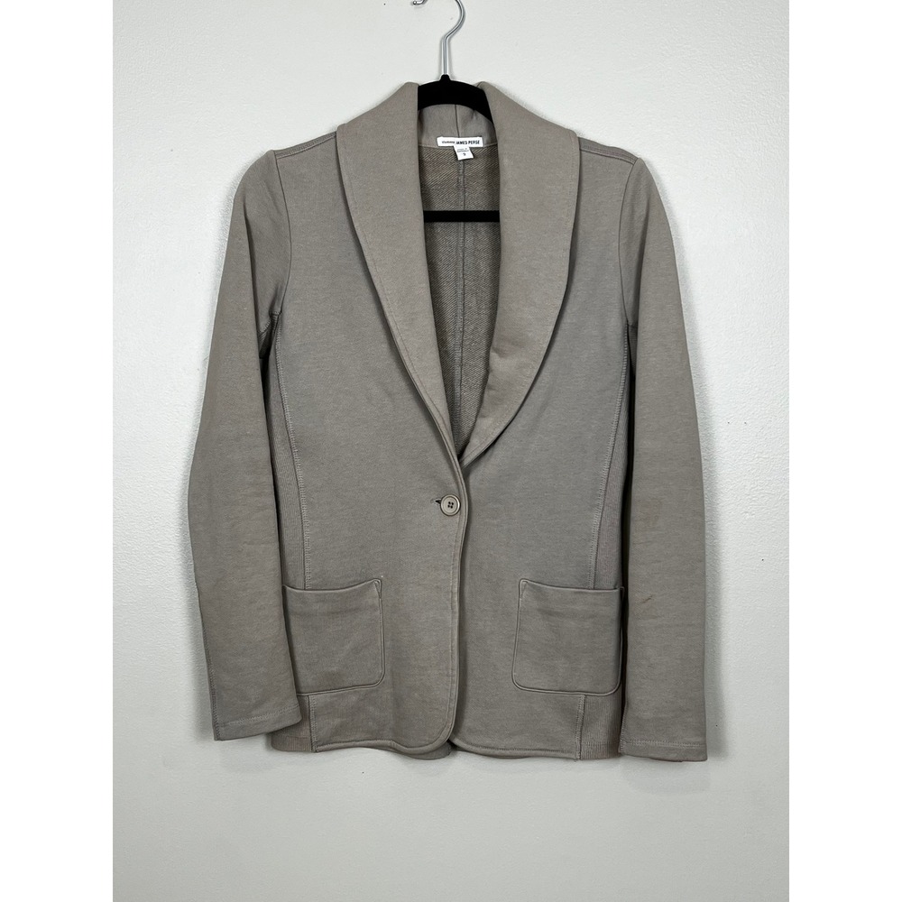 Standard James Perse Womens Shawl Collar Blazer Taupe French Terry Jacket Size 2
